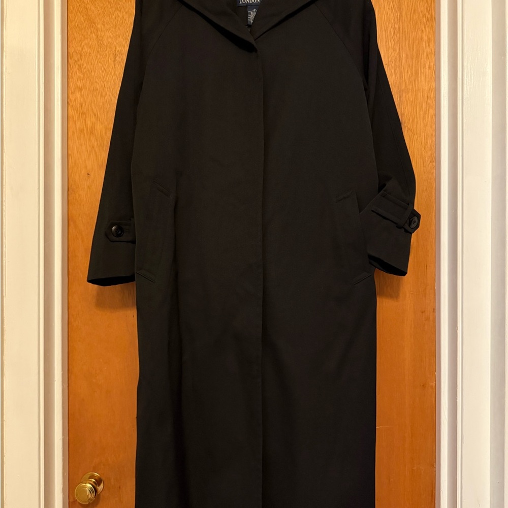 London Fog Black Trench Coat Classic Design